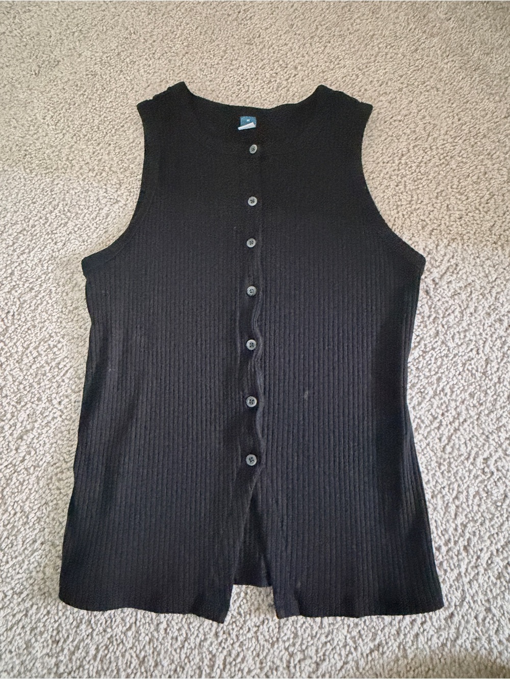Old Navy Black Ribbed Button-Down Tank Top